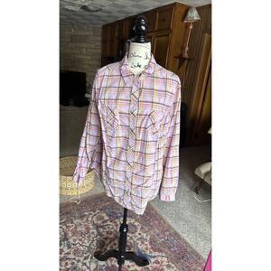 Y2K old navy pink plaid blouse